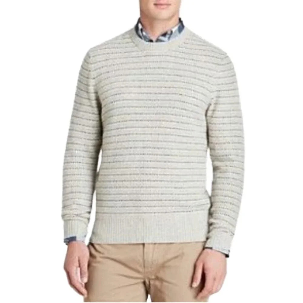 Jack Spade Turner Wool Striped Crewneck Pullover Sweater Men's Small Gray Preppy